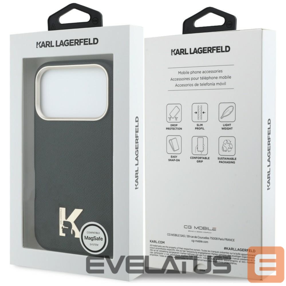 Kitos prekės Karl Lagerfeld Karl Lagerfeld Karl Head Logo MagSafe Case for iPhone 17 Pro - Black