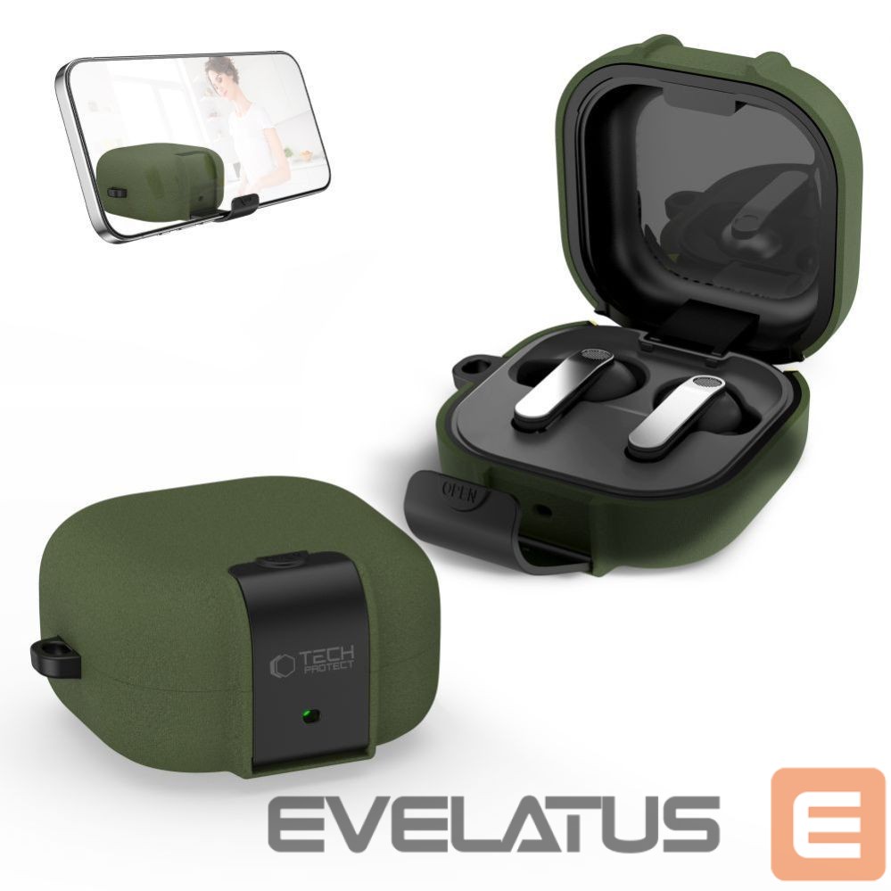 Kitos prekės Tech-Protect Tech-Protect Slim Hook Case for Samsung Galaxy Buds 4 / 4 Pro - Green