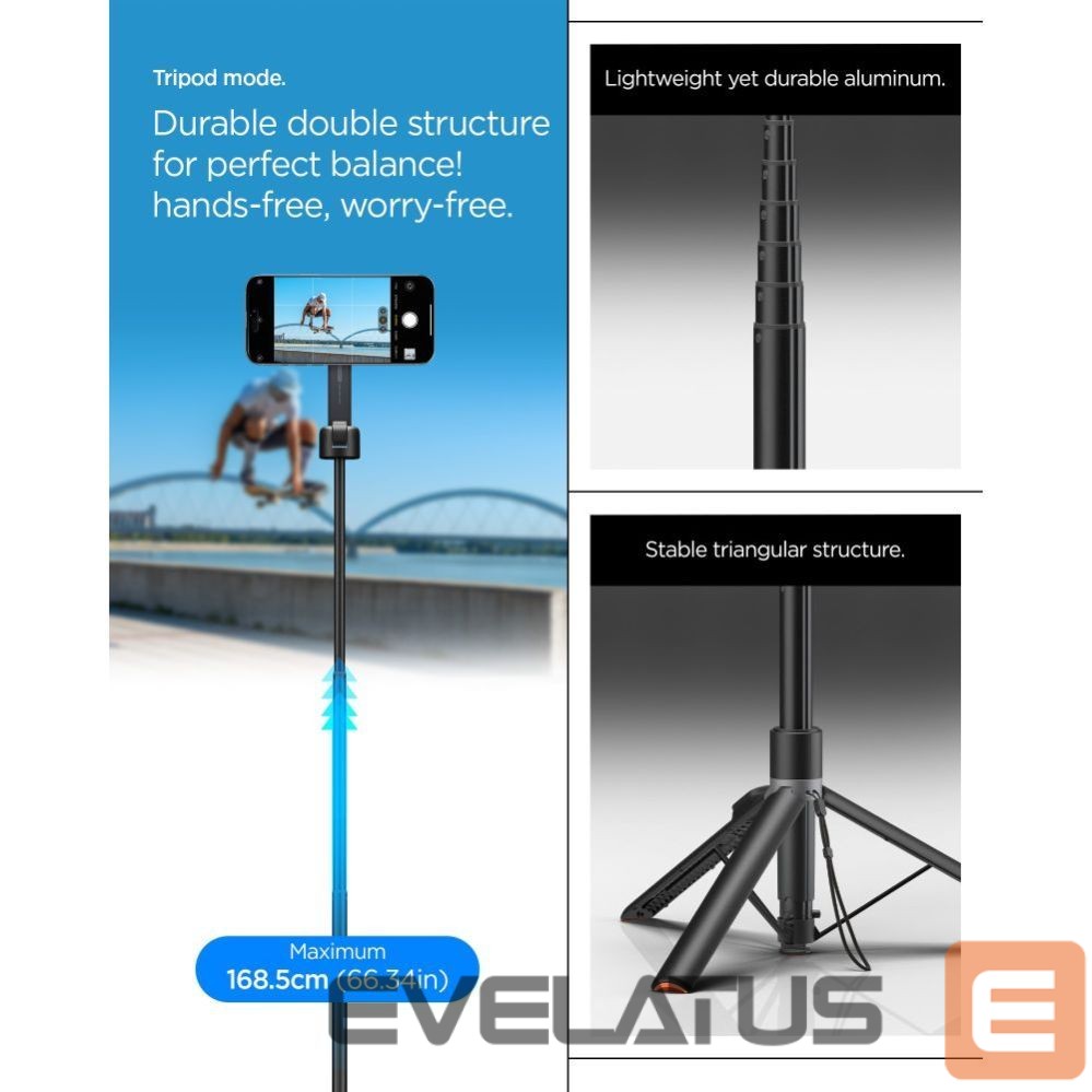 Kitos prekės Spigen Spigen S581W MagSafe Bluetooth Selfie Stick and Tripod - Black