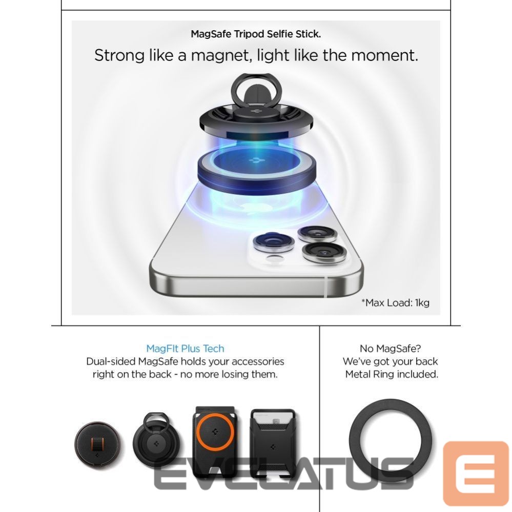 Kitos prekės Spigen Spigen S581W MagSafe Bluetooth Selfie Stick and Tripod - Black