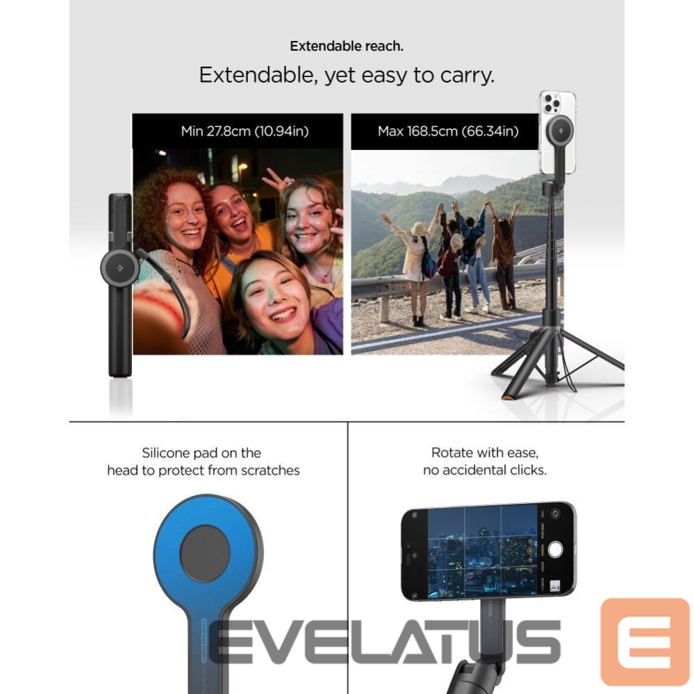 Kitos prekės Spigen Spigen S581W MagSafe Bluetooth Selfie Stick and Tripod - Black