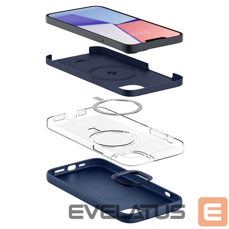 Nugarėlės dėklai Spigen Spigen Silicone Fit Mag Case with MagSafe for iPhone 14 Plus - Blue
