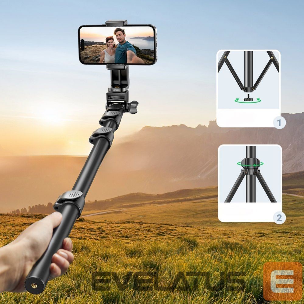 Fotoaparato priedas Ugreen Ugreen LP680 selfie stick with stand and Bluetooth remote control 1.8m - black
