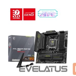 AMD procesoriaus pagrindinė plokštė MSI  Mainboard||AMD B850|SAM5|Micro-ATX|Memory DDR5|Memory slots 4|1xPCI-Express 4.0 4x	|1xPCI-Express 4.0 8x|1xPCI-Express 4.0 16x|1xPCI-Express 5.0 16x|3xM.2|1xHDMI|3xUSB 2.0|4xUSB 3.2|2xUSB-C|1xOptical S/PDIF|1xRJ45|2xAudio port|MAGB850MMORTARWIFI 