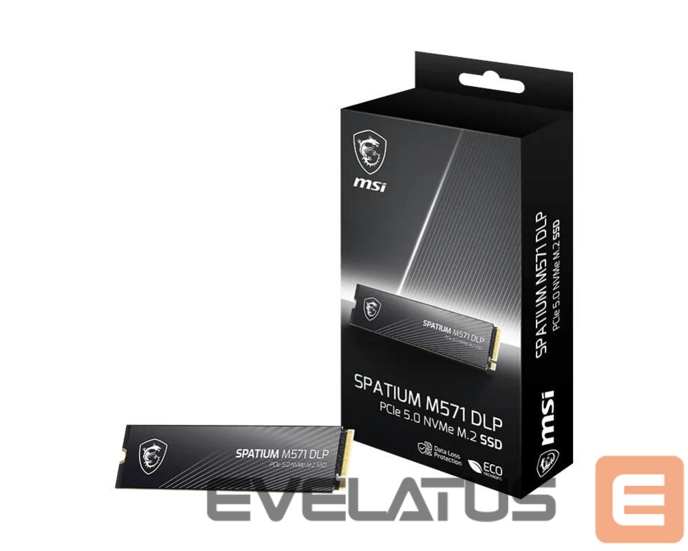 Kietasis diskas SDD MSI SSD||1400xTBW rating|MTBF 1500000 h|Read speed 14500 MB/s|Write speed 11000 MB/s|NVMe Yes|PCI Express 5.0|M.2|2000 GB|SPATIUM M571 DLP PCIe 5.0 NVMe M.2|S78-440Q1K0-P83