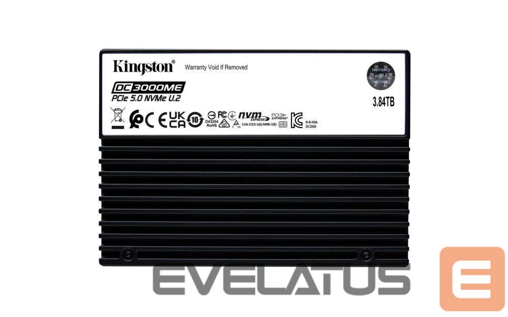 Kietasis diskas SDD Kingston SSD||SSD series DC3000ME|3.84TB|NVMe|NAND flash technology 3D TLC|Write speed 5800 MBytes/sec|Read speed 14000 MBytes/sec|Form Factor U.2|TBW 7.008 TB|MTBF 2000000 hours|SEDC3000ME/3T8
