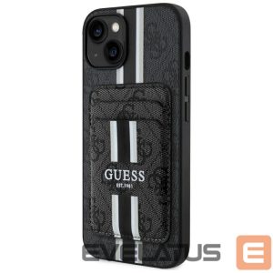 Kitos prekės Guess  Guess 4G Stripes case with Magsafe wallet for iPhone 15 black 