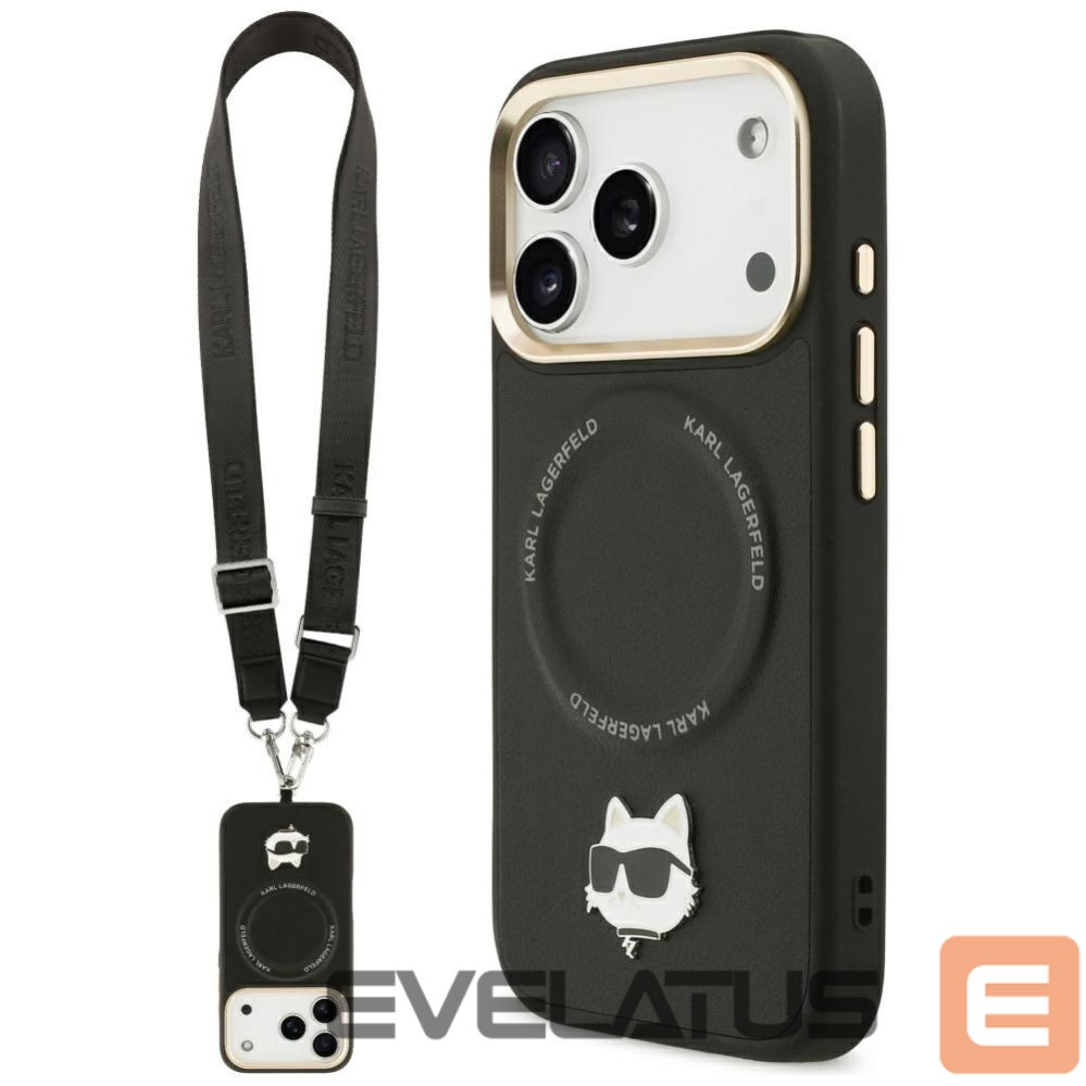 Kitos prekės Karl Lagerfeld Karl Lagerfeld Big Strap Choupette Metal Logo MagSafe Case for iPhone 17 Pro Max - Black