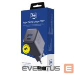 Kitos prekės 3MK  3mk Hyper Charger PD 33W GaN QC4+ PPS AFC FCP SCP 1A1C Wall Charger - Black 