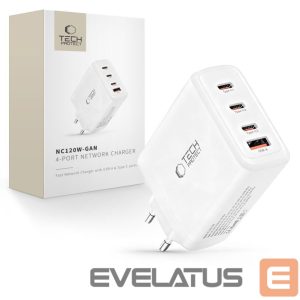 Kitos prekės Tech-Protect  Tech-Protect NC120W-GAN 4-Port 120W Wall Charger - White 