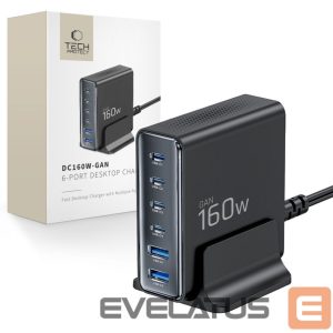 Kitos prekės Tech-Protect  Tech-Protect DC160W-GAN 6-Port 160W Wall Charger - Black 
