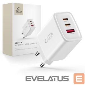 Kitos prekės Tech-Protect  Tech-Protect NCA65W-GAN 3-Port 65W Wall Charger - White 