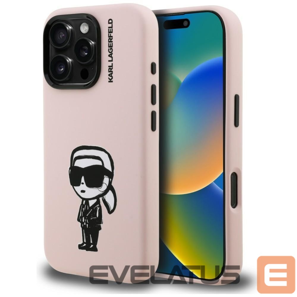 Kitos prekės Karl Lagerfeld Karl Lagerfeld Silicone Karl Sketch MagSafe Case for iPhone 16 Pro Max - Pink