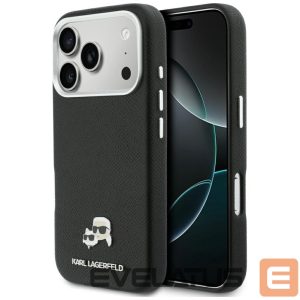 Kitos prekės Karl Lagerfeld  Karl Lagerfeld Karl & Choupette Head Pins Saffiano MagSafe Case for iPhone 17 Pro Max - Black 