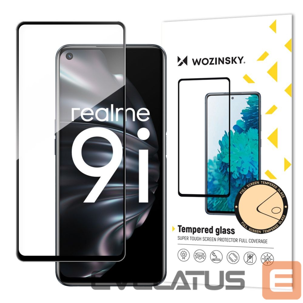 Kitos prekės Wozinsky Wozinsky Tempered Glass Full Glue Super Tough Screen Protector Full Coveraged with Frame Case Friendly for Oppo A76 / Oppo A36 / Realme 9i black