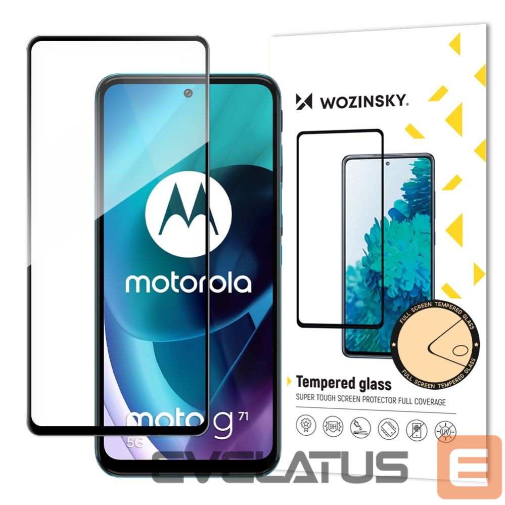 Kitos prekės Wozinsky Wozinsky Tempered Glass Full Glue Super Tough Screen Protector Full Coveraged with Frame Case Friendly for Motorola Moto G71 5G black