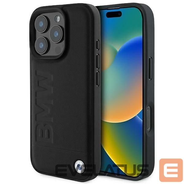 Kitos prekės BMW BMW Leather Hot Stamp iPhone 16 Pro Case - Black