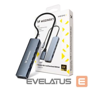 Adapteris Wozinsky  USB-C 6 in 1 Hub Wozinsky WHBC10Y4S Multifunctional, Aluminum, with 25 cm Cable - Gray 