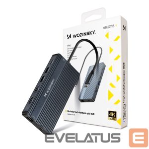 Adapteris Wozinsky  USB-C Hub 14 in 1 Wozinsky WDS03Y5S Multifunctional, Aluminum, for 3 Monitors, with 15 cm Cable - Gray 