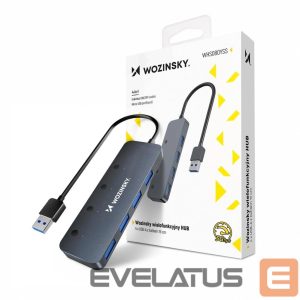 Adapteris Wozinsky  USB-A Hub Wozinsky WHS080YSS 4 x USB-A 3.0 with individual switches, aluminum, with 30 cm cable - gray 