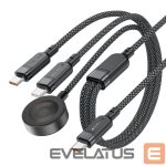 Kitos prekės Acefast  Acefast C6-11 USB-C 3in1 Cable - 2x USB-C / Qi 480Mb/s 100W 1.2m - black 