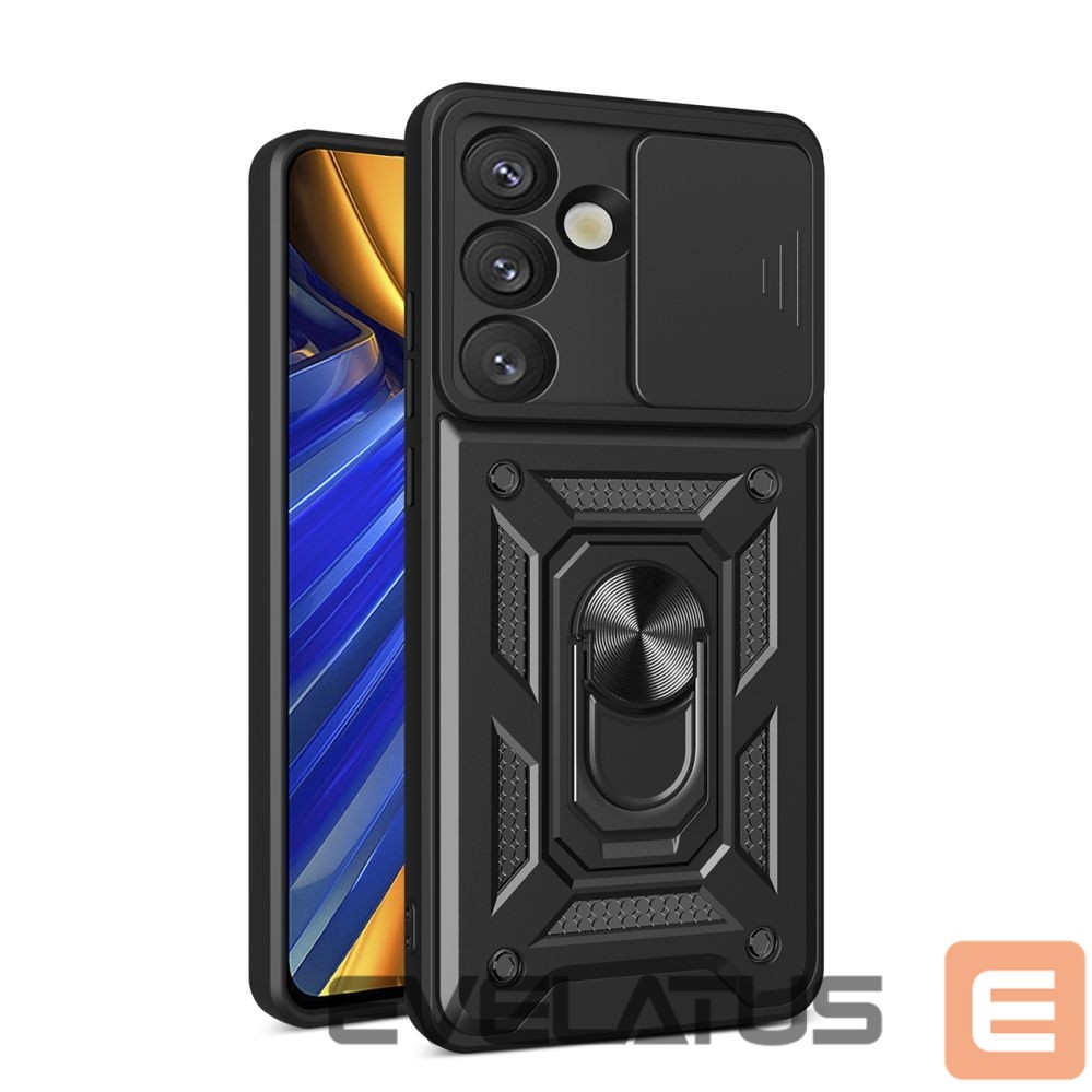 Kitos prekės Hurtel Hybrid Armor Camshield with Camera Cover and Metal Ring for Samsung Galaxy S25 - Black