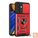 Kitos prekės Hurtel  Hybrid Armor Camshield with Camera Cover and Metal Ring for Samsung Galaxy S25 - Red 