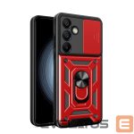 Kitos prekės Hurtel  Hybrid Armor Camshield with Camera Cover and Metal Ring for Samsung Galaxy S25+ - Red 