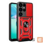 Kitos prekės Hurtel  Hybrid Armor Camshield with Camera Cover and Metal Ring for Samsung Galaxy S25 Ultra - Red 