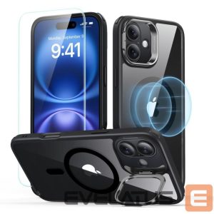 Kitos prekės ESR  ESR Classic Hybrid Kickstand Halolock MagSafe iPhone 16 Plus + Tempered Glass Screen Protector - Black 