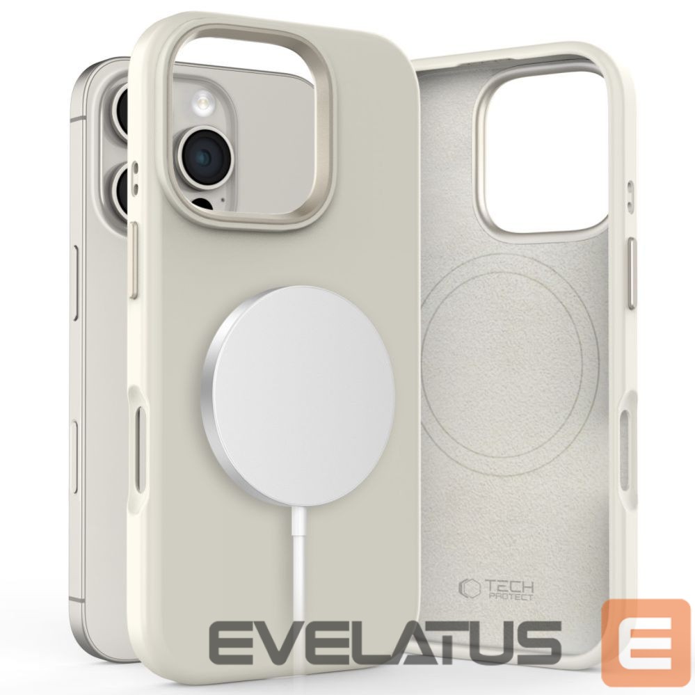 Kitos prekės Tech-Protect Tech-Protect Silicone PU MagSafe iPhone 16 Pro Case - Beige