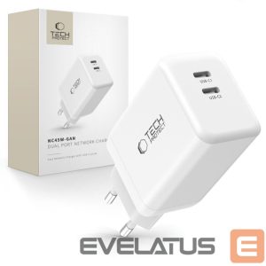 Kitos prekės Tech-Protect  Tech-Protect NC45W-GAN 2-PORT PD45W Charger - White 