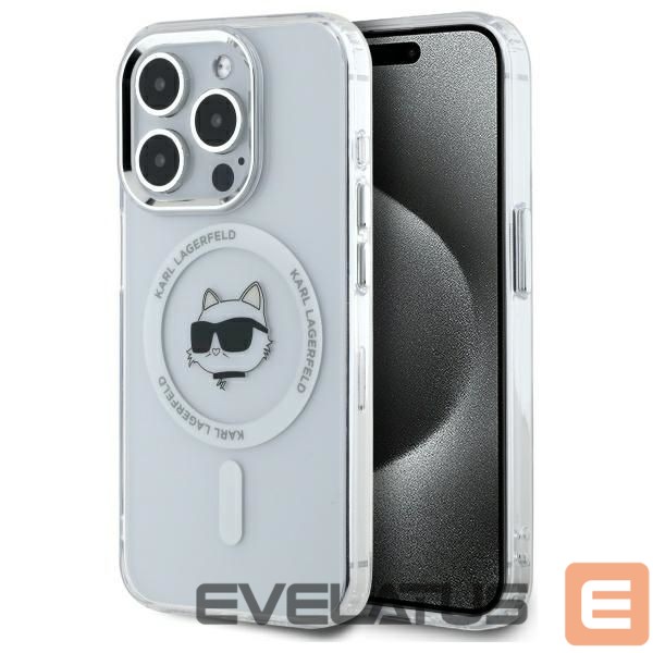 Kitos prekės Karl Lagerfeld Karl Lagerfeld IML Metal Choupette Head MagSafe iPhone 15 Pro Case - White