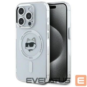 Kitos prekės Karl Lagerfeld  Karl Lagerfeld IML Metal Choupette Head MagSafe Case for iPhone 15 Pro Max - White 