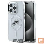 Kitos prekės Karl Lagerfeld  Karl Lagerfeld IML Metal Karl&Choupette Head MagSafe Case for iPhone 15 Pro Max - White 