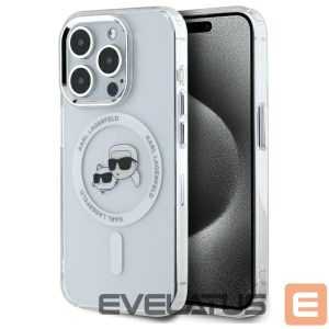 Kitos prekės Karl Lagerfeld  Karl Lagerfeld IML Metal Karl&Choupette Head MagSafe Case for iPhone 15 Pro Max - White 
