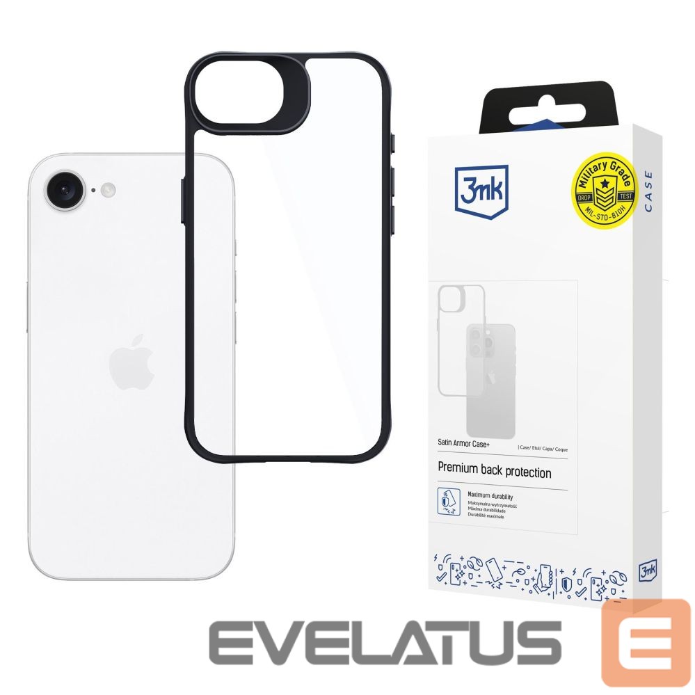 Kitos prekės 3MK 3mk Satin Armor Case+ for Apple iPhone 16e / SE 4 - transparent