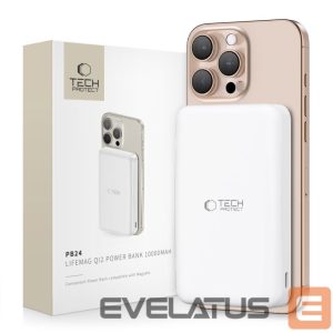 Kitos prekės Tech-Protect  Powerbank Tech-Protect PB24 LifeMag QI2 MagSafe 10000 mAh - white 