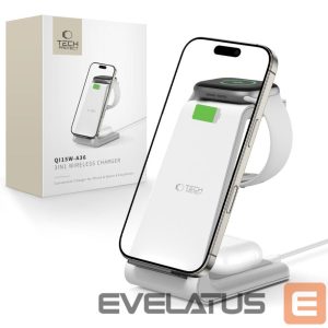 Kitos prekės Tech-Protect  Tech-Protect QI15W-A36 3in1 Charging Station for Apple - White 