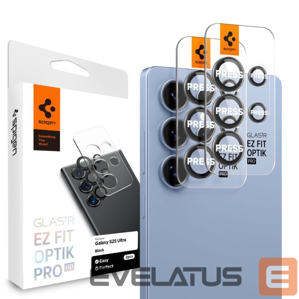 Kitos prekės Spigen Spigen Optik Pro GLAS.TR EZ FIT 2-pack Camera Cover for Samsung Galaxy S25 Ultra - Black