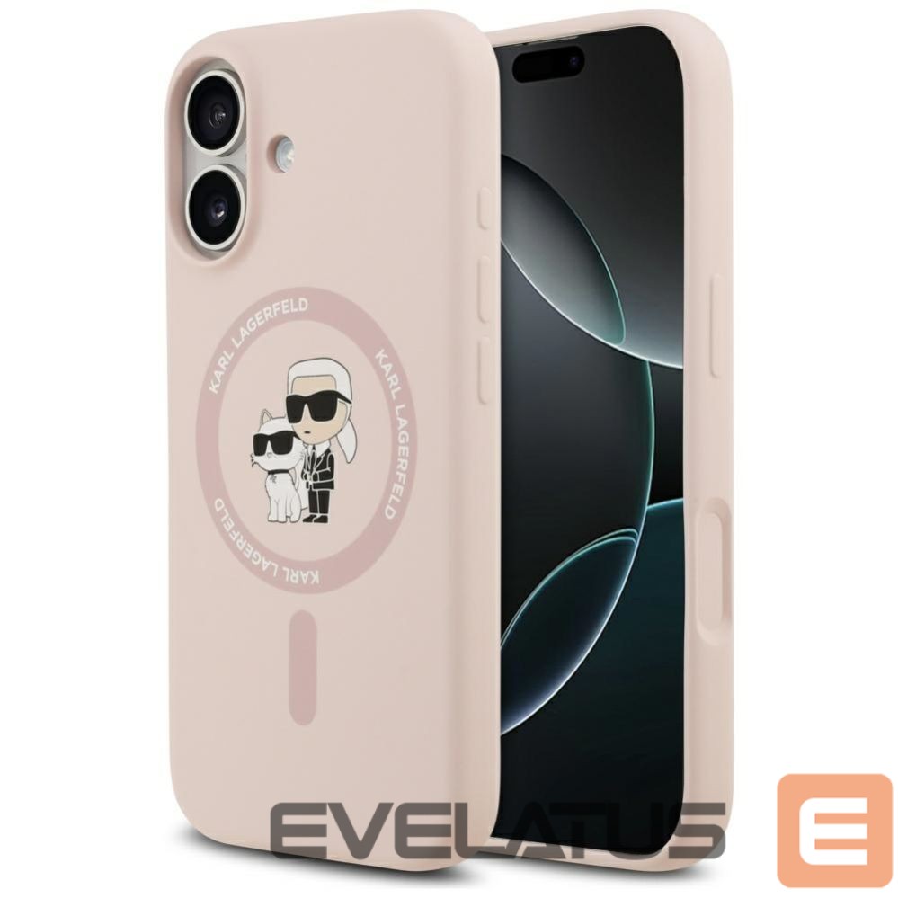 Kitos prekės Karl Lagerfeld Karl Lagerfeld Silicone Karl&Choupette Ring MagSafe Case for iPhone 17 - Pink