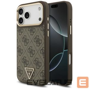 Kitos prekės Guess  Guess 4G Triangle Logo MagSafe Case for iPhone 17 Pro Max - Brown & Gold 