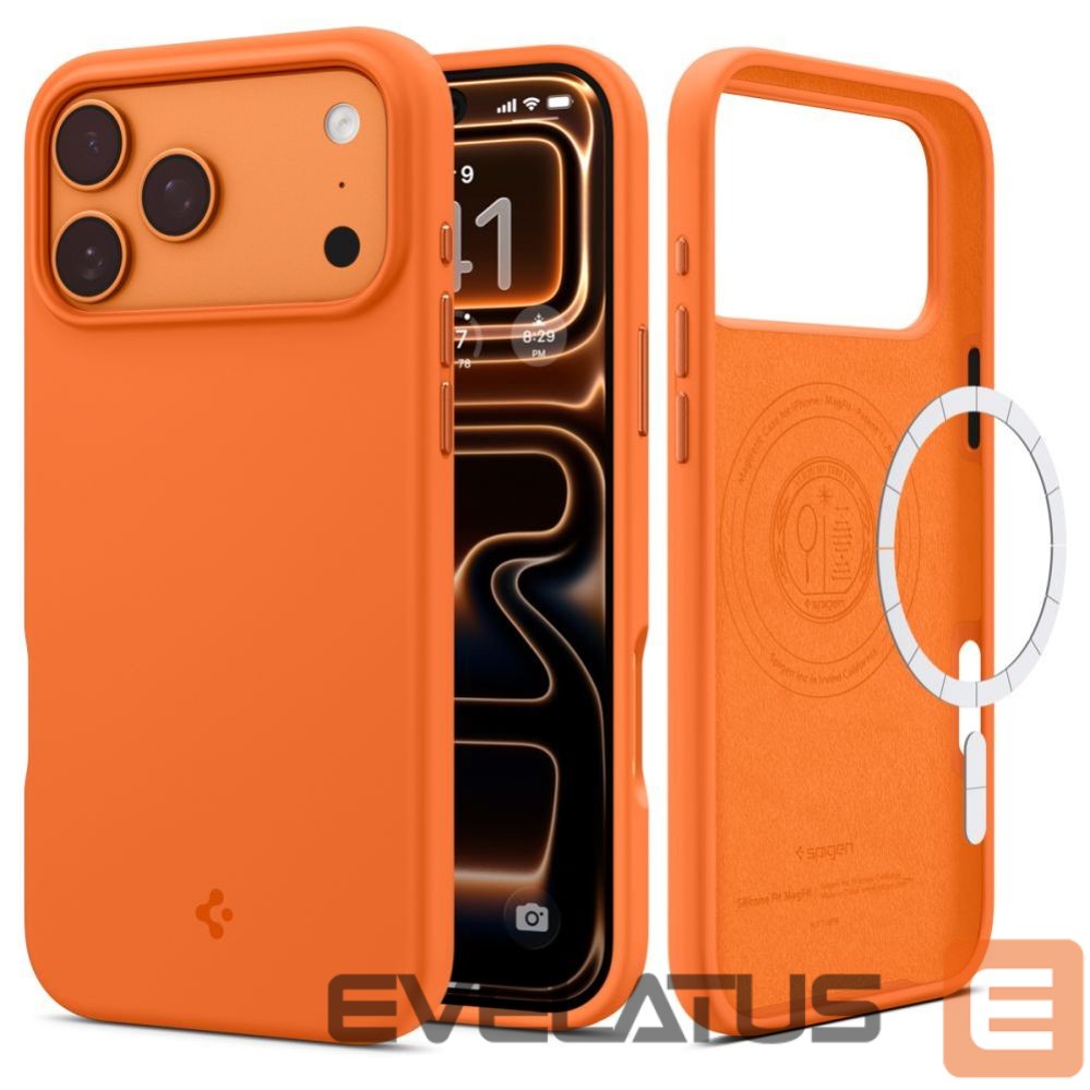 Kitos prekės Spigen Spigen Silicone Fit Mag MagSafe Case for iPhone 17 Pro Max - Orange
