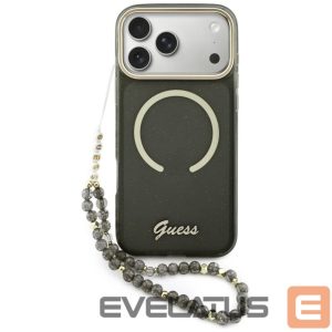 Kitos prekės Guess  Guess IML Glitters Script Strap MagSafe case for iPhone 17 Pro Max - black 