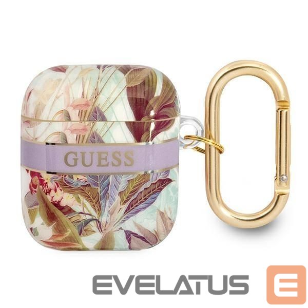 Nugarėlės dėklai Guess Guess GUA2HHFLU AirPods cover purple/purple Flower Strap Collection