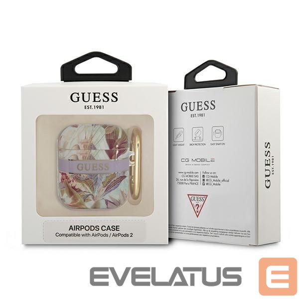Nugarėlės dėklai Guess Guess GUA2HHFLU AirPods cover purple/purple Flower Strap Collection