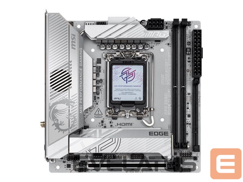 Intel procesoriaus pagrindinė plokštė MSI MPG Z890I EDGE TI WIFI | Processor family Intel | Processor socket LGA1851 | Supported hard disk drive interfaces SATA, M.2 | Number of SATA connectors 2