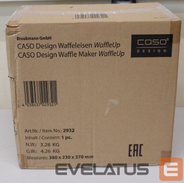 Skrudintuvas Caso SALE OUT. WaffleUp Waffle Maker, 800 W, Stainless Steel, DAMAGED PACKAGING | WaffleUp | Waffle Maker | 800 W | Number of pastry 1 | Waffle | Silver | DAMAGED PACKAGING