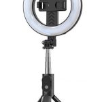 Selfie lazda iLike Universal SELFIE HANDLE TRIPOD AND RING LIGHT BLUETOOTH Black