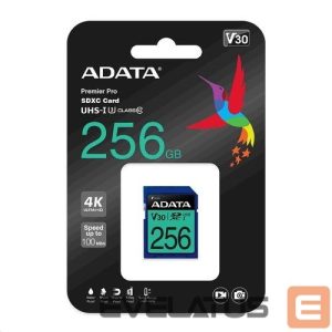Kitas kompiuterio priedas ADATA  MEMORY SDXC 256GB V30/ASDX256GUI3V30S-R 